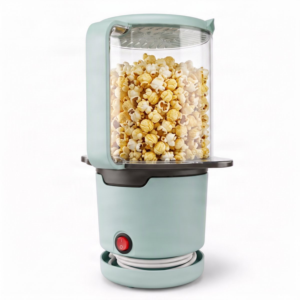 Anaví Popcorn Machine - Popcornmaker zonder Olie - Klaar in 2 Minuten - Ingebouwde Eetkom - Compact en Makkelijk Schoon te Maken