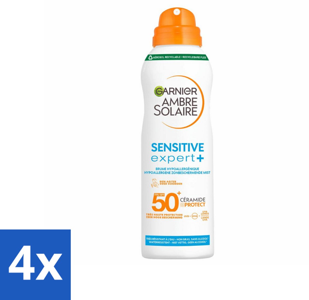 Garnier - Ambre Solaire - Mist Spray - Sensitive Expert+ - SPF 50+ - 150 ml - Voordeelverpakking - 4 stuks