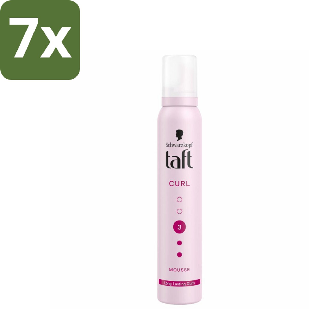 Taft - Haarmousse - Curl 3 - Gedefinieerde krullen - 200 ml - Bulkverpakking - 7 stuks