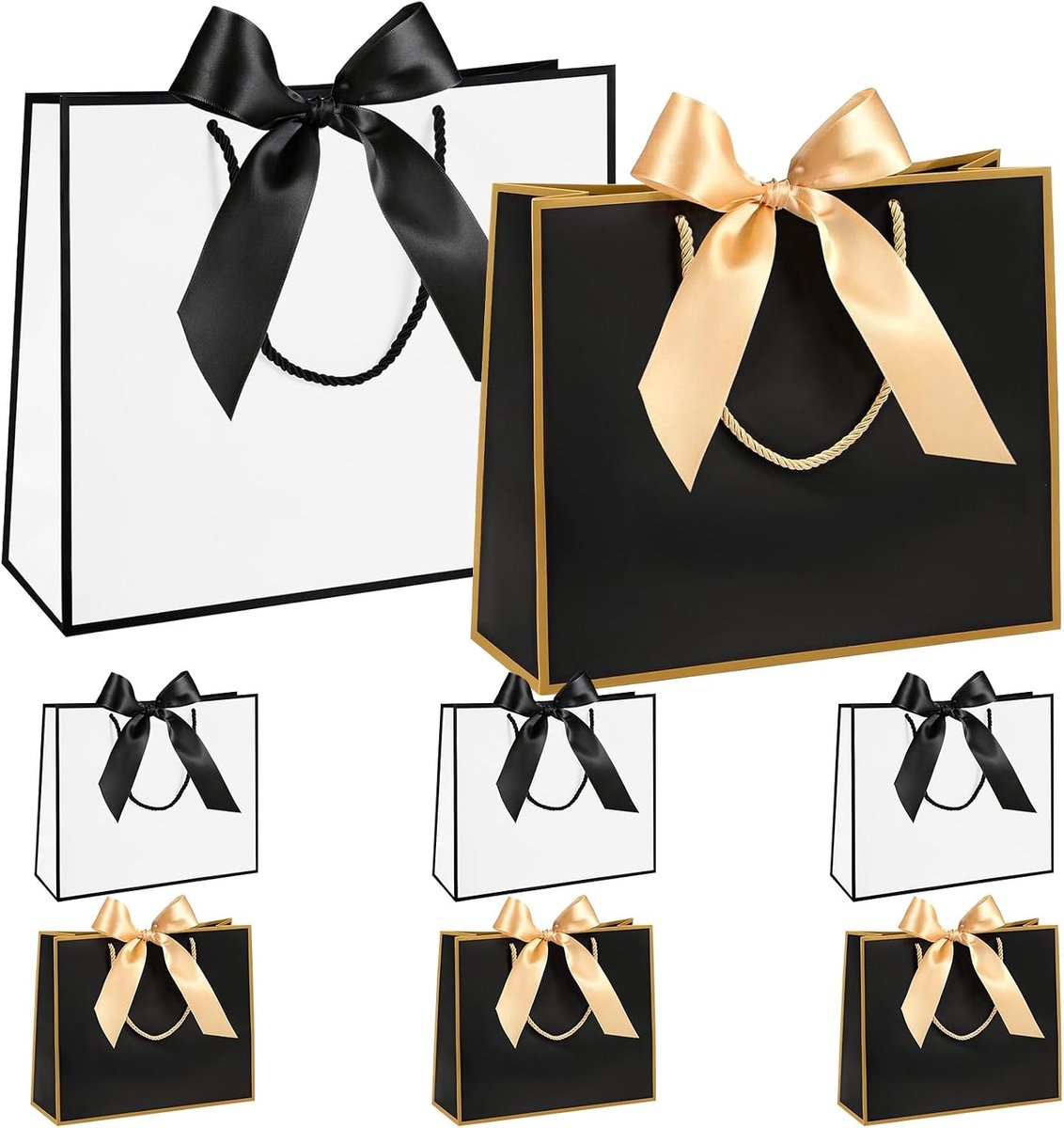 Geschenktassenset 8 stuks - papieren zakken met handvat - wenskaarten en stickers - ideaal voor cadeauverpakking - ShopVlot
