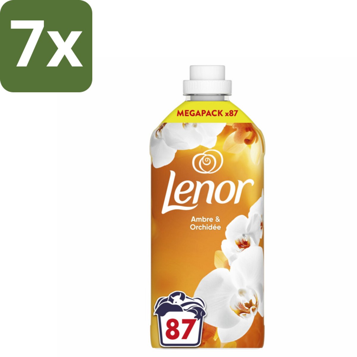 Lenor - Wasverzachter - Amber & Orchidee - Fris & Zacht - 87 Wasbeurten - Bulkverpakking - 7 stuks