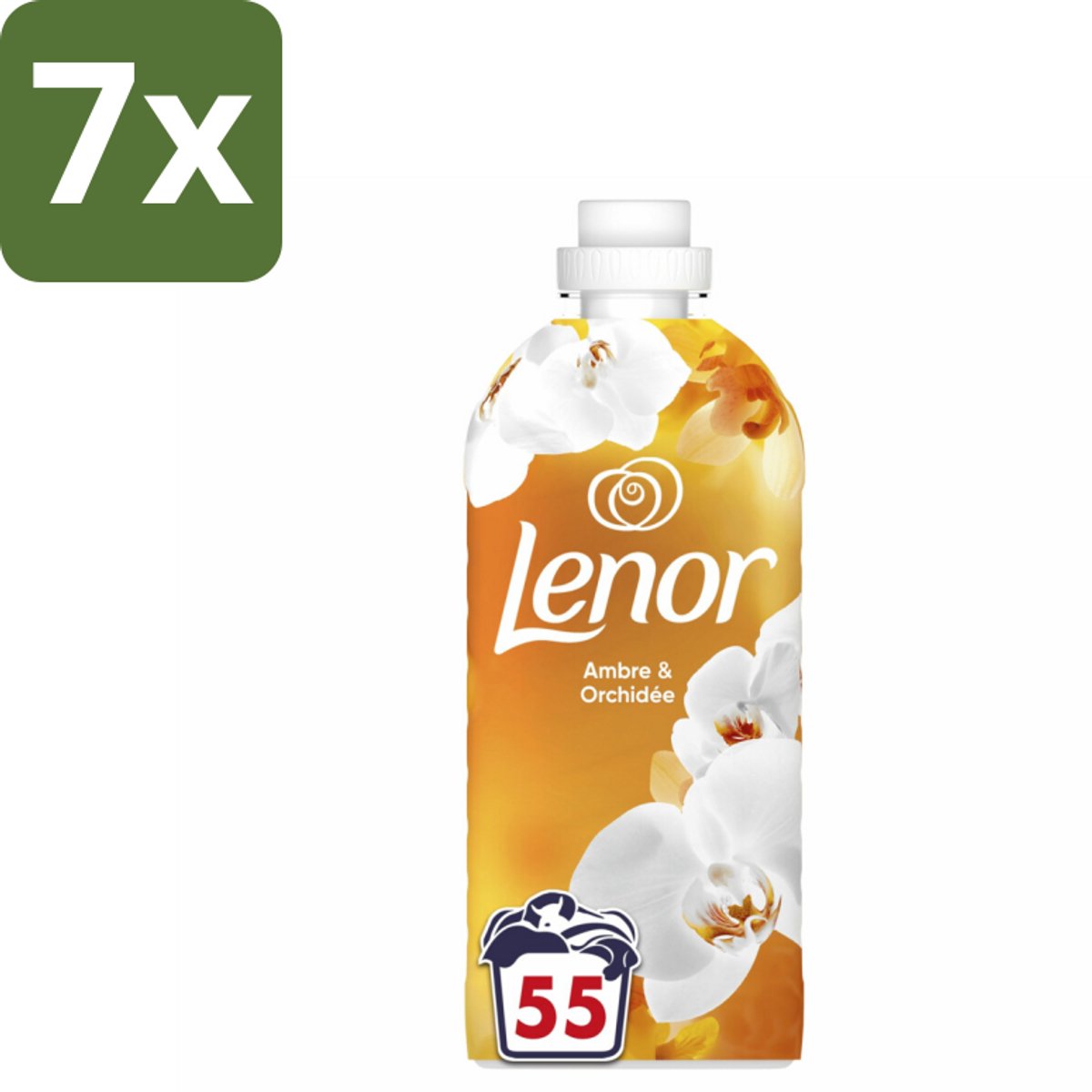 Lenor - Wasverzachter - Amber & Orchidee - Fris & Zacht - 55 Wasbeurten - Bulkverpakking - 7 stuks