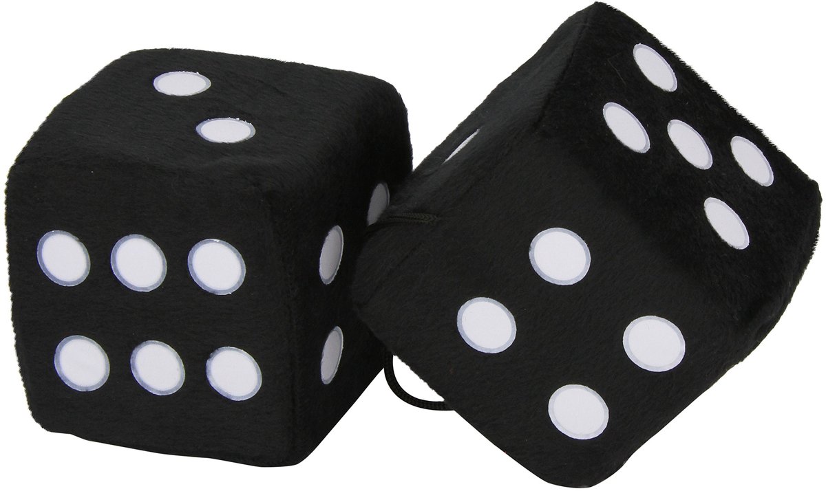 Pluche dobbelsteen groot - zwart - 9 x 9 cm - leuk voor spelletjes - ShopVlot