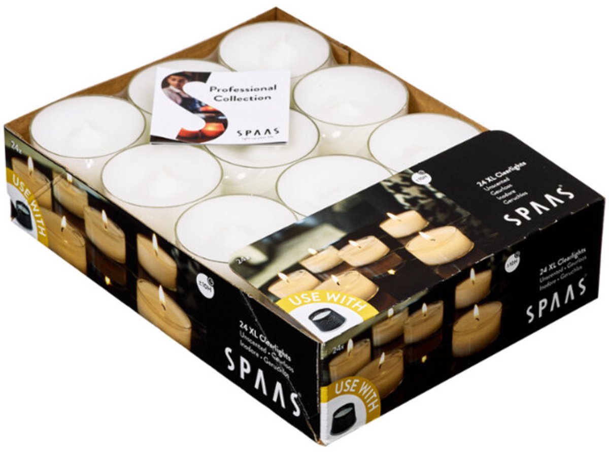 SPAAS Theelichten Maxi Wit 10 Branduren - 4 x 24 stuks - Voordeelverpakking