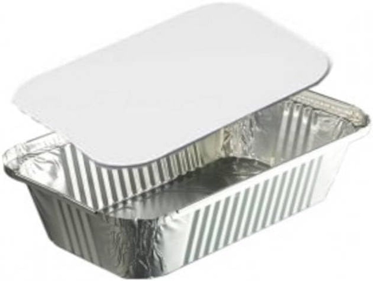Aluminium containers 1000 ml - met kartonnen deksel - ideaal voor bakken - 100 stuks - ShopVlot