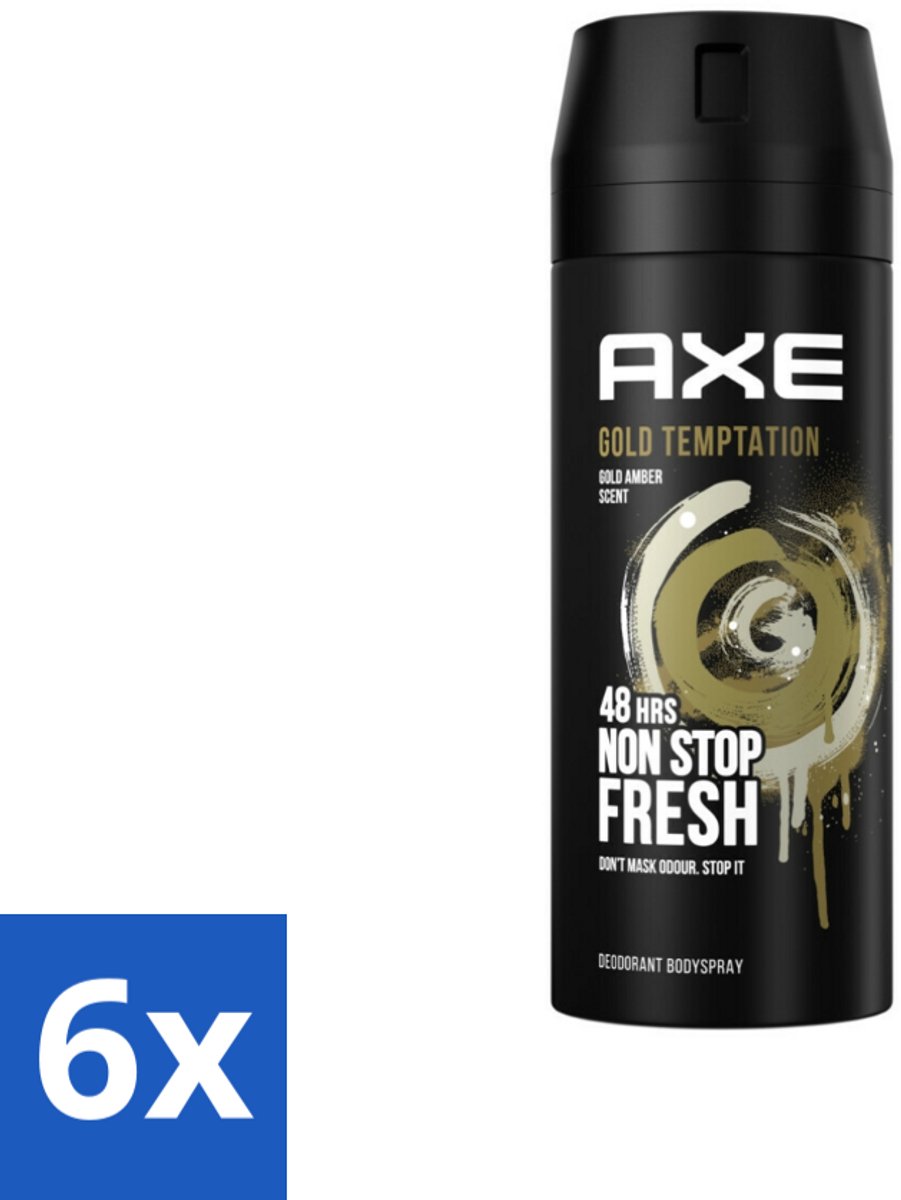 AXE - Deodorant Spray - Gold Temptation - Luxe Geur - Oriëntaals & Fris - 150 ml - Voordeelverpakking - 6 stuks