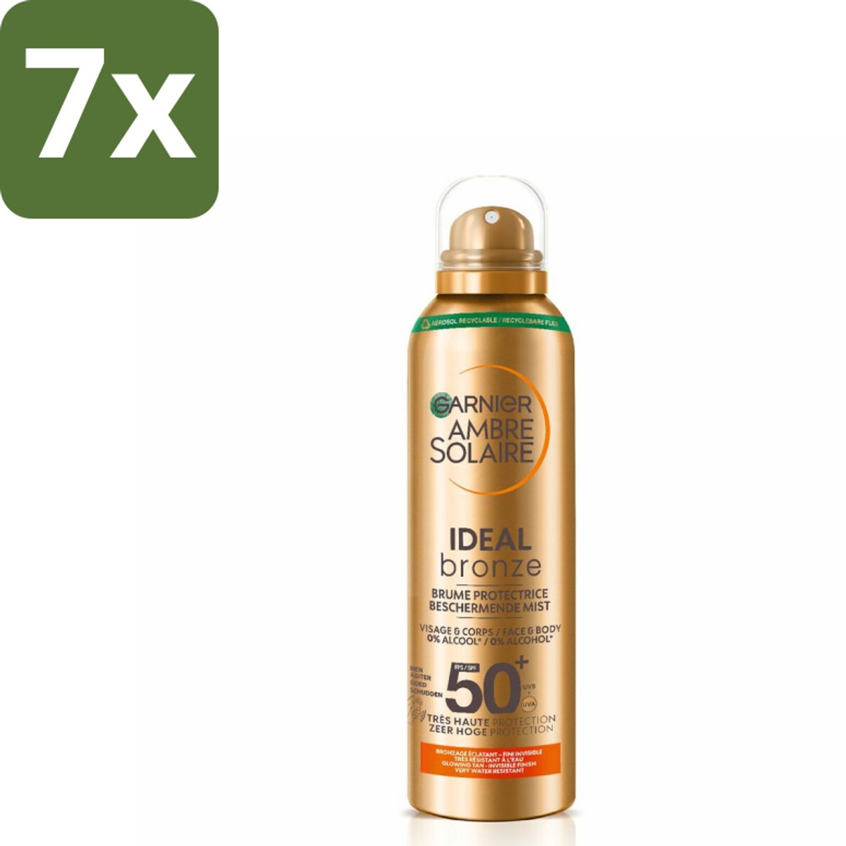Garnier - Ambre Solaire - Beschermende Mist - Ideal Bronze - SPF 50+ - 150 ml - Bulkverpakking - 7 stuks