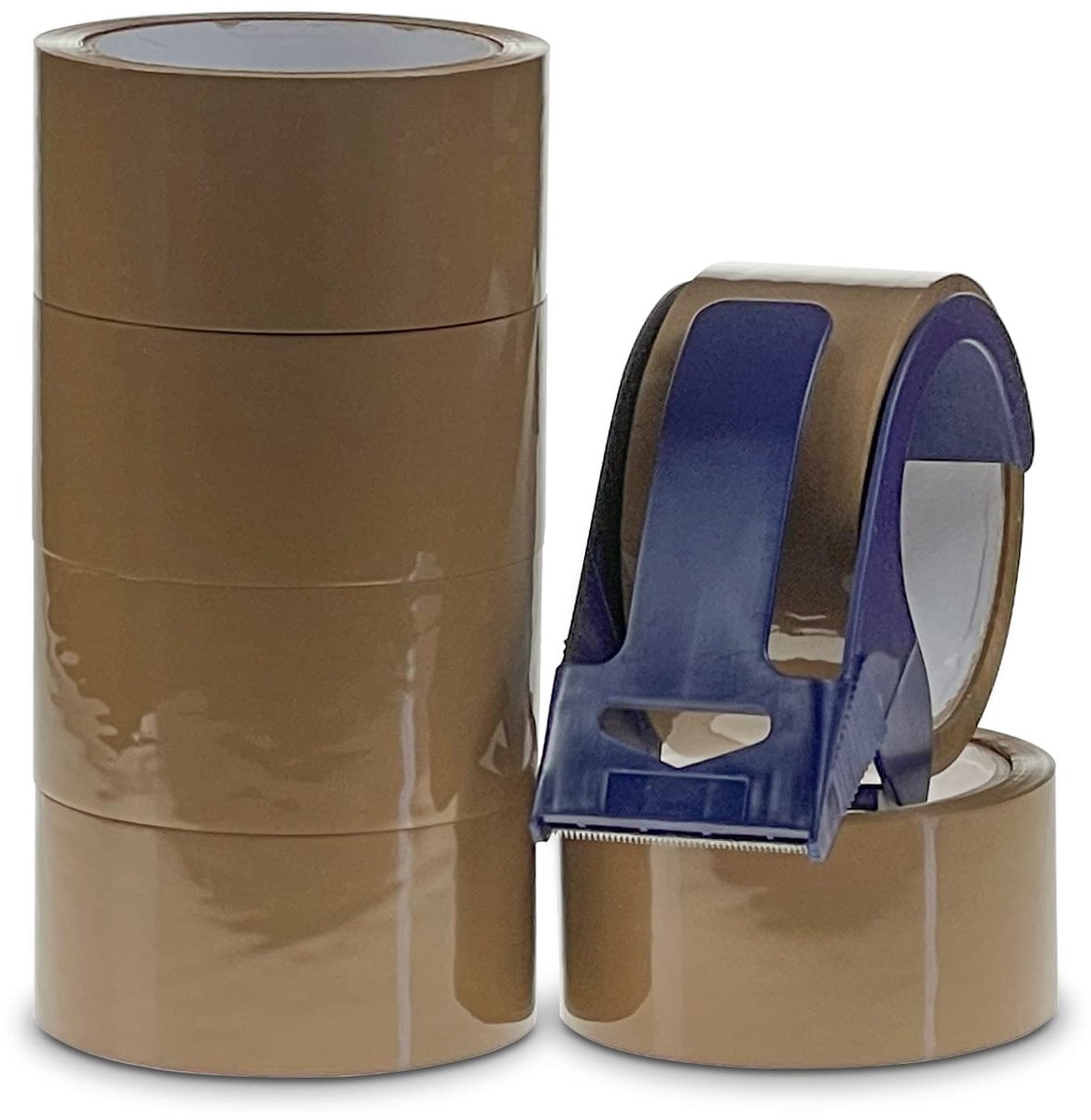 Verpakkingstape 6 rollen 48 mm x 50 m - Bruine tape met dispenser - Ideaal voor verhuizing - ShopVlot
