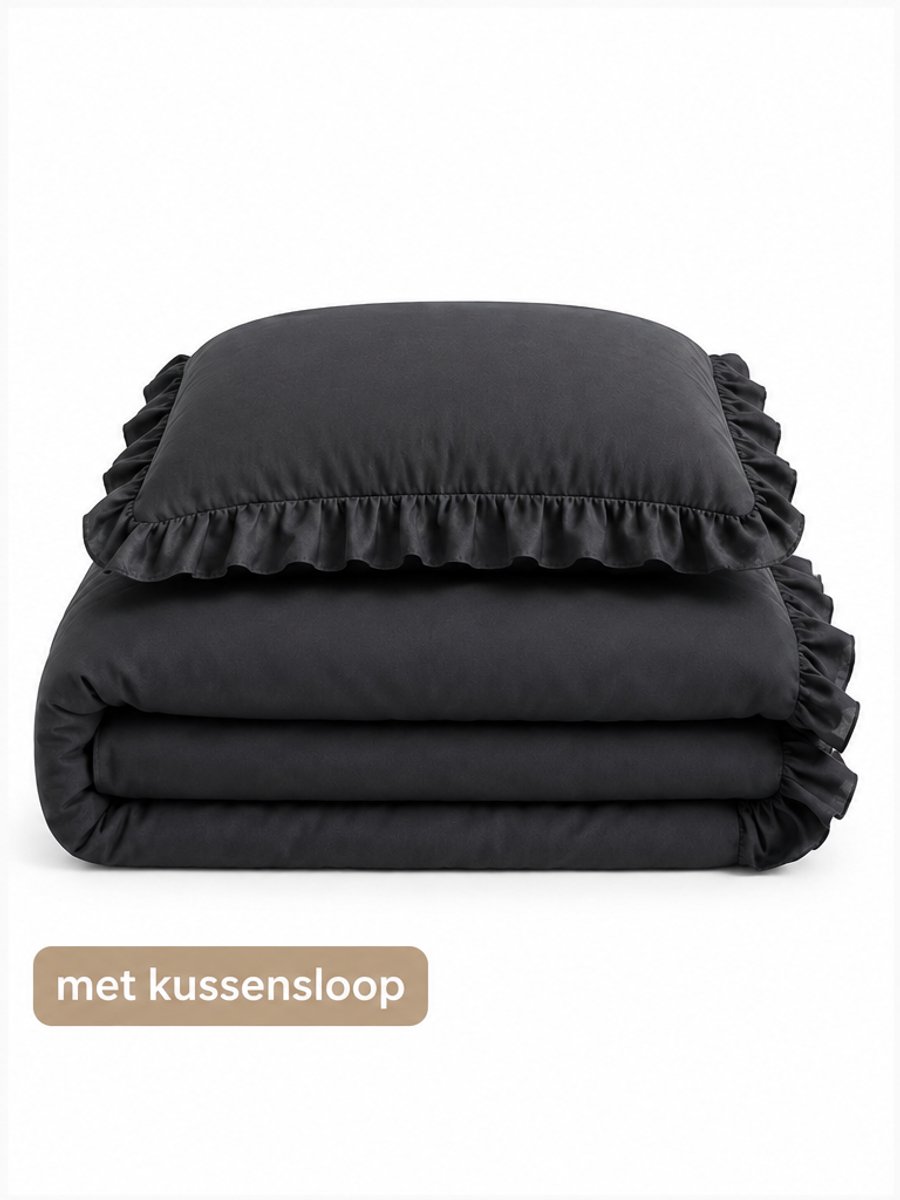 Lazy Dekbed Ruffles – Dekbed Zonder Overtrek – 140x200 cm – Inclusief 2 Kussenslopen 60x70 cm – Microvezel – Warmteklasse 3
