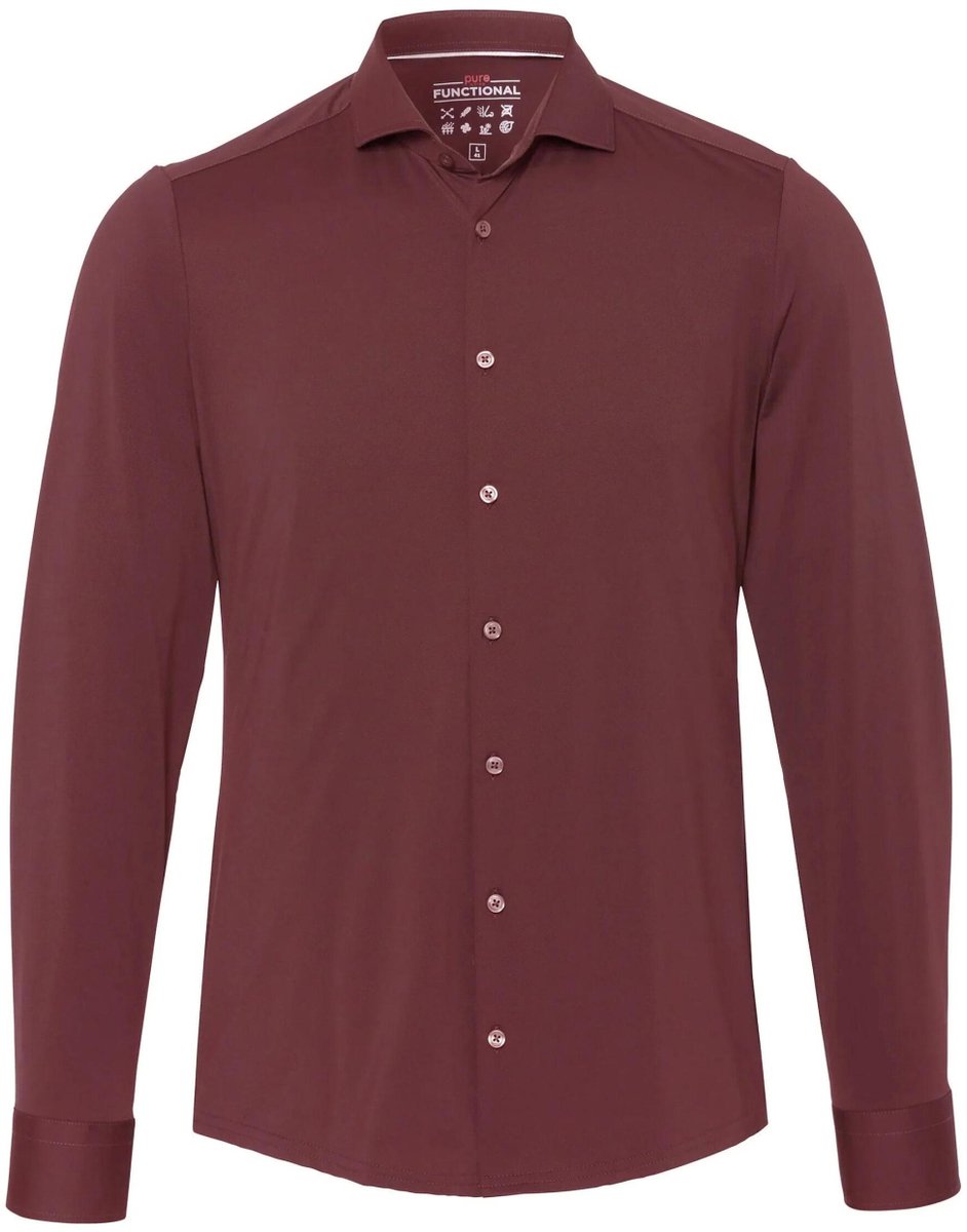 Pure H. Tico Overhemd Functional Shirt Longsleeve E41300 21750 Red Plain Mannen Maat - W39