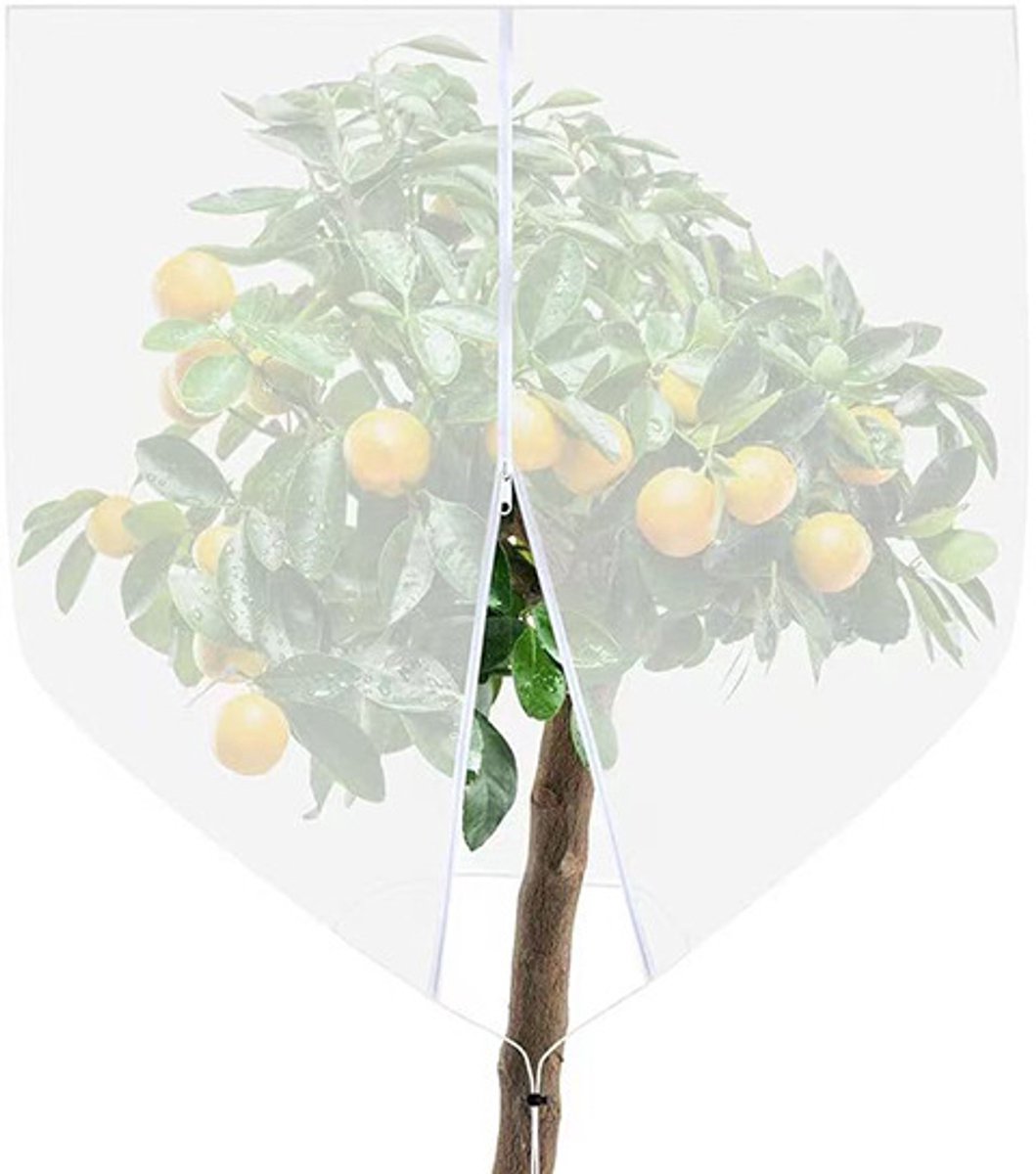 Beschermingsnet voor struiken met trekkoord en ritssluiting – eenvoudig te installeren, herbruikbaar tuinnet, geschikt voor fruitbomen en tomatenplanten, dat effectief voorkomt dat vogels, eekhoorns en insecten binnendringen1.9*2.1 meters