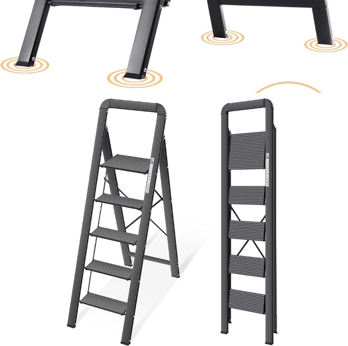Zavio® Huishoudladder Aluminium - Trapladder Veilig - Huishoudelijke Taken