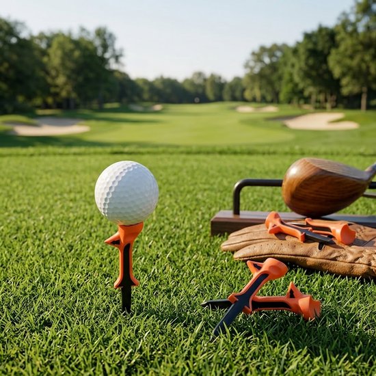 Oranje zwarte plastic golf tees 12 stuks – golf tees met laag weerstand ontwerp – herbruikbare golf tee – duurzame golf accessoires – geschikt voor training en golfspel — afbeelding 5