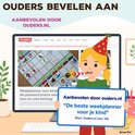 Écran avec un planificateur hebdomadaire et le texte 'Recommandé par parents.nl'.