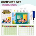 Ensemble complet de tableaux de planification pliables, pictogrammes, autocollants et accessoires.