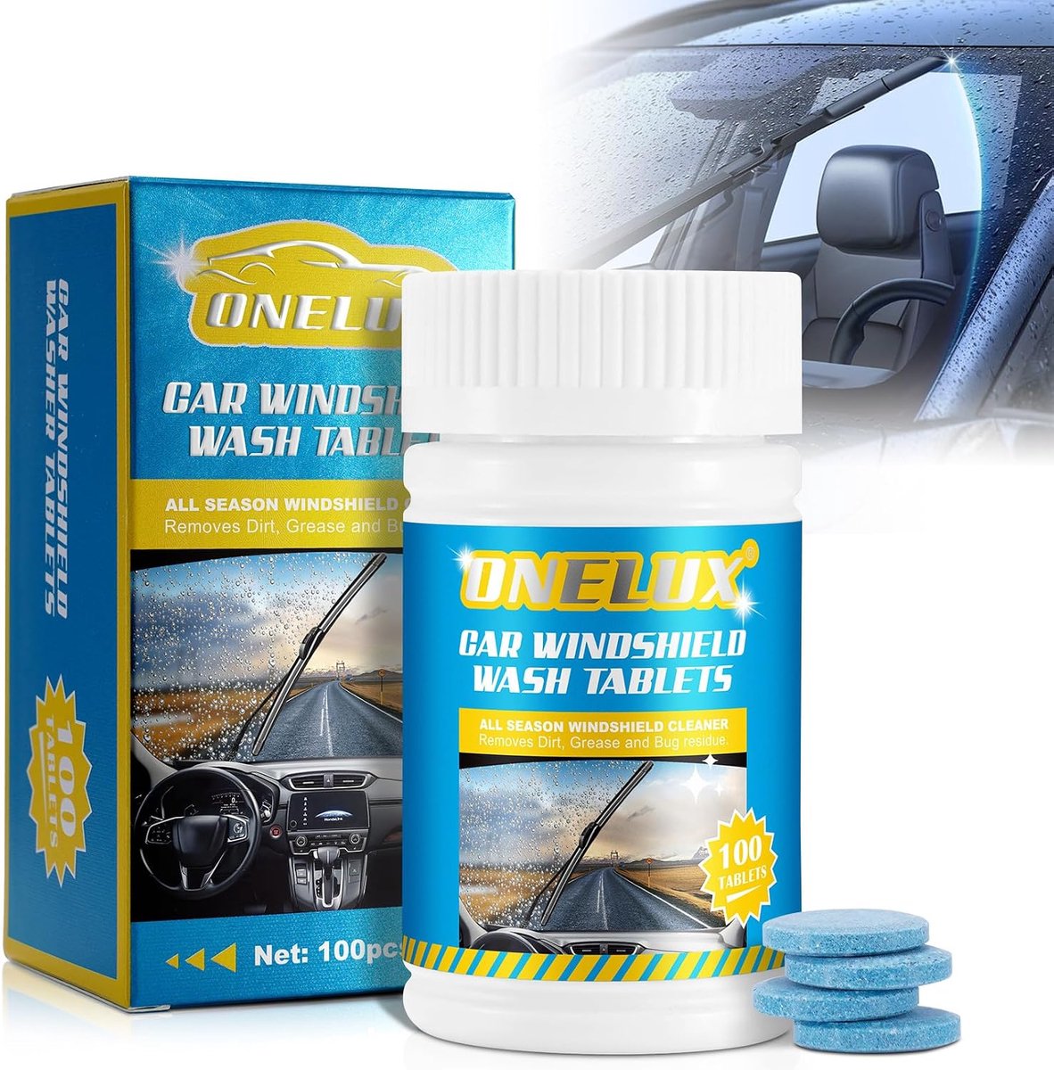 100 x Car Wash Detergent Tablets, Car Wash Detergent Concentrate, Glass Cleaning, Shower Tablets, Suitable for All - ShopVlot