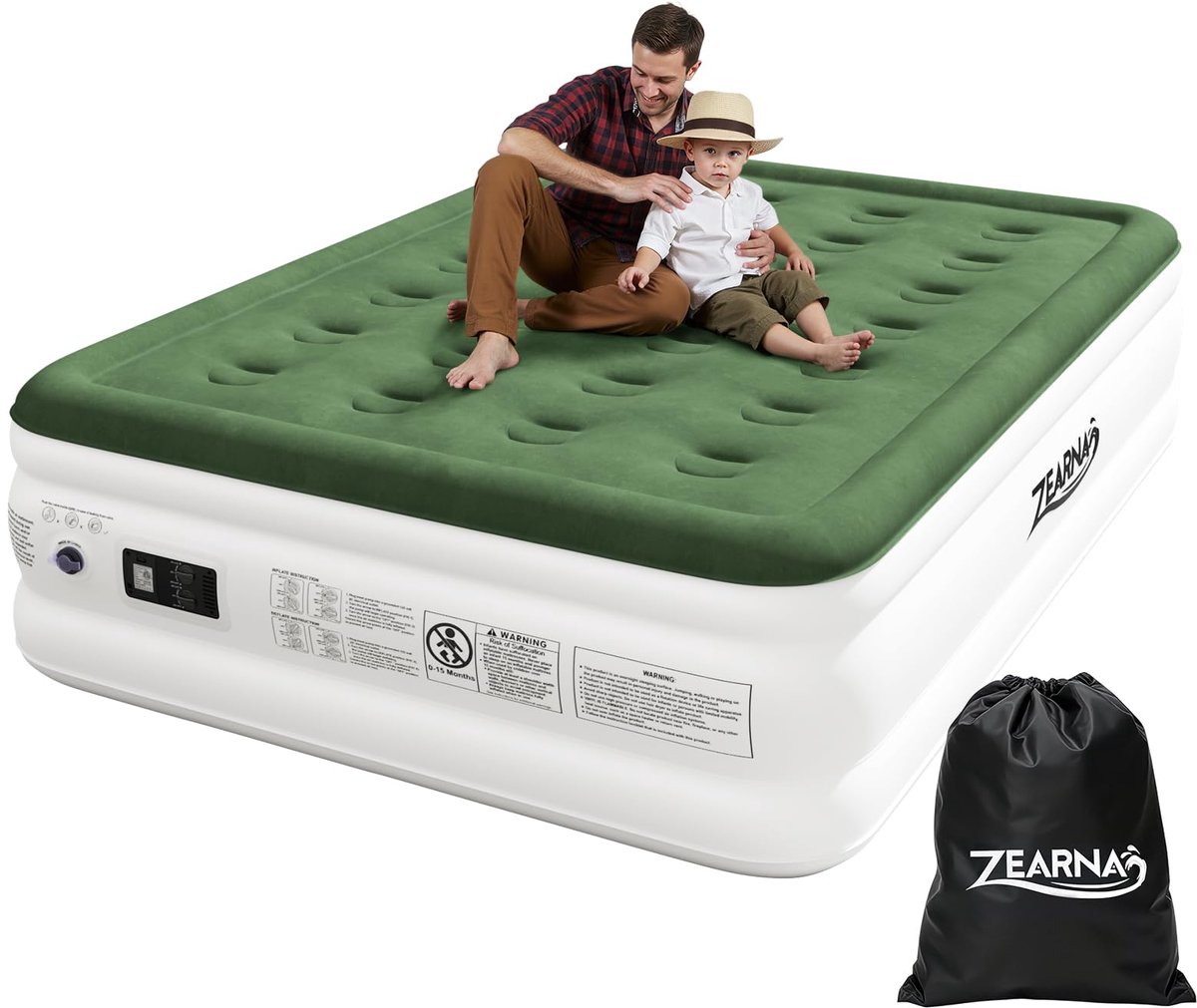 Opblaasbaar matras 191 x 137 x 46 cm - zelfopblazend - ingebouwde elektrische pomp - ideaal voor gasten - ShopVlot
