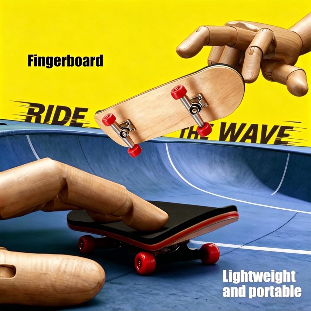 Mini Vingerskateboard - Rood - 2,5 x 10 cm - Esdoornhout met Kogellagers - Voor Personen Vanaf 14 Jaar