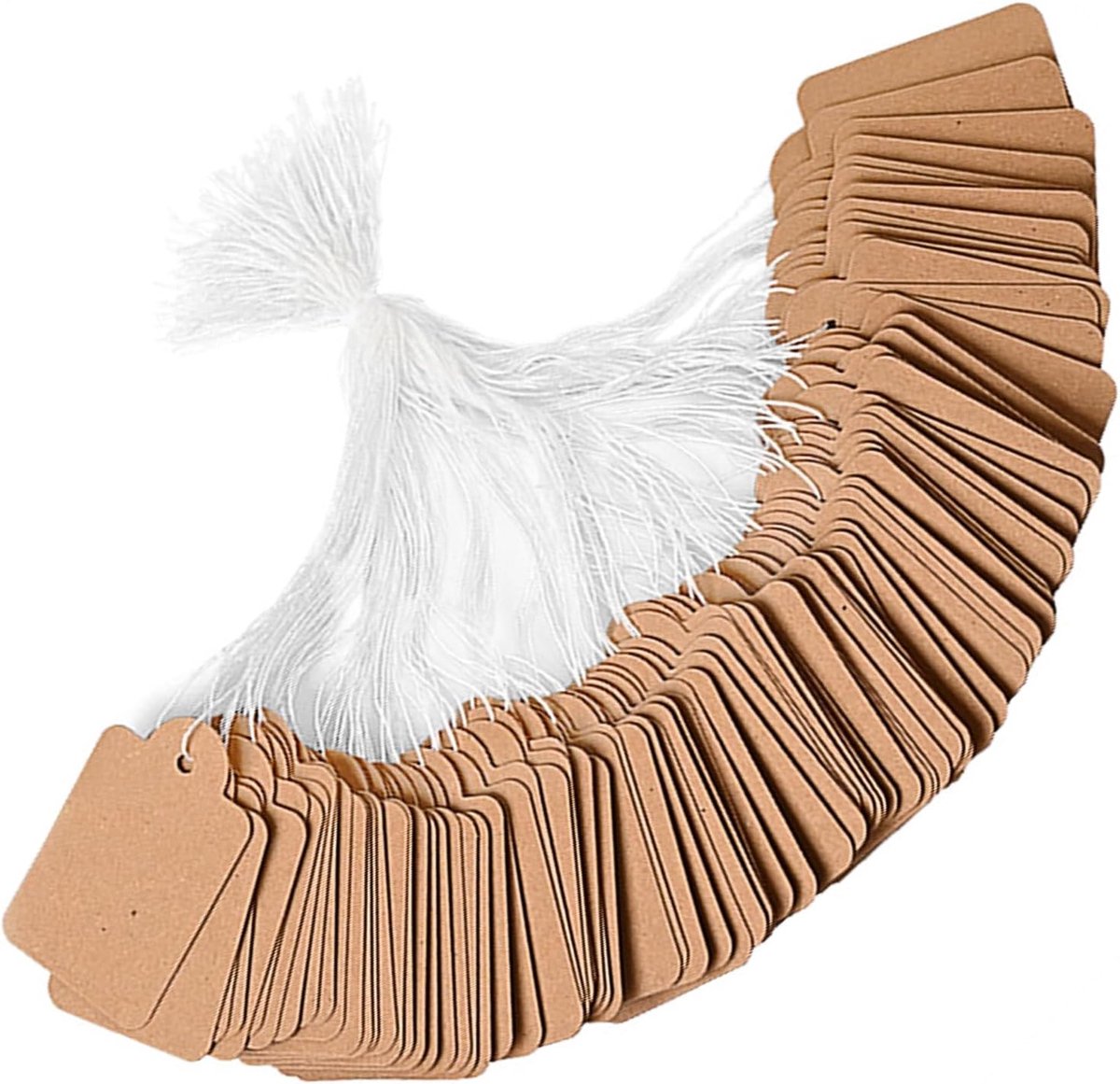 Set van 200 Cadeaulabels met Touw - Bruin - 3,5 x 2,2 cm - Kraftpapier Labels voor Prijskaartjes en Cadeaus