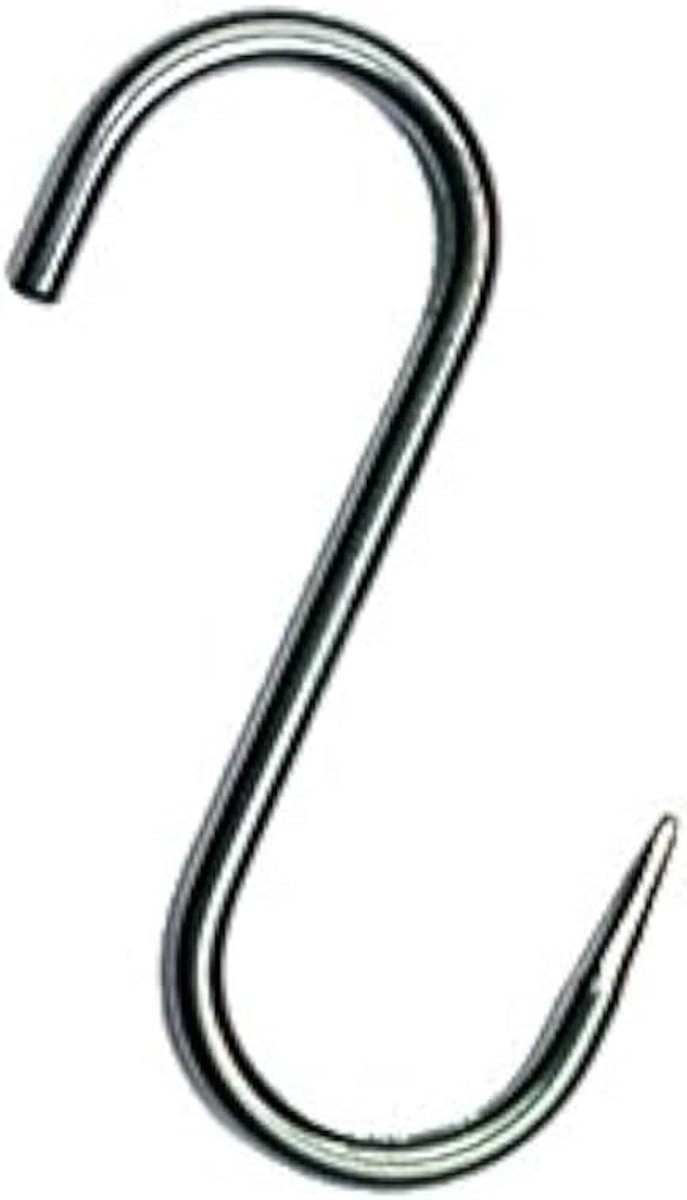 Meat hook, butcher hook, smoke hook, wild hook, stainless steel, trout hook, S hooks, wish: 180/6 mm, piece: 10 pieces - ShopVlot