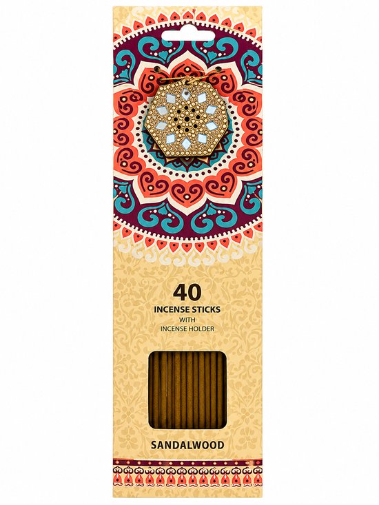 Wierookstokjes Sandalwood met Wierookhouder – Sandalwood– 40 Stuks