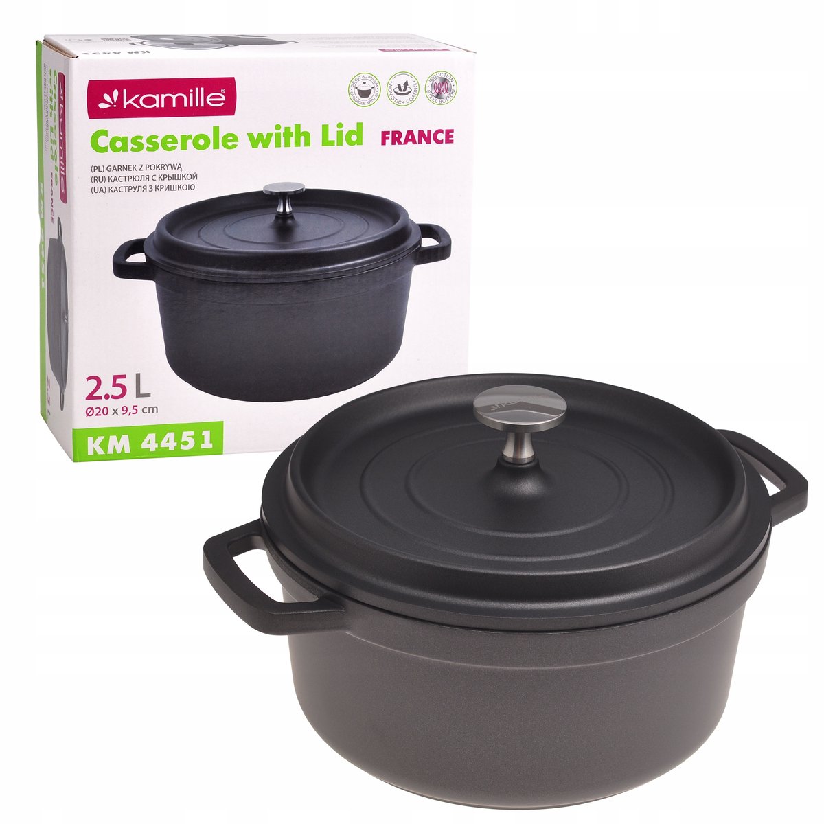 Kamille Aluminium Pan met Deksel - 2.5L - Inductie Geschikt