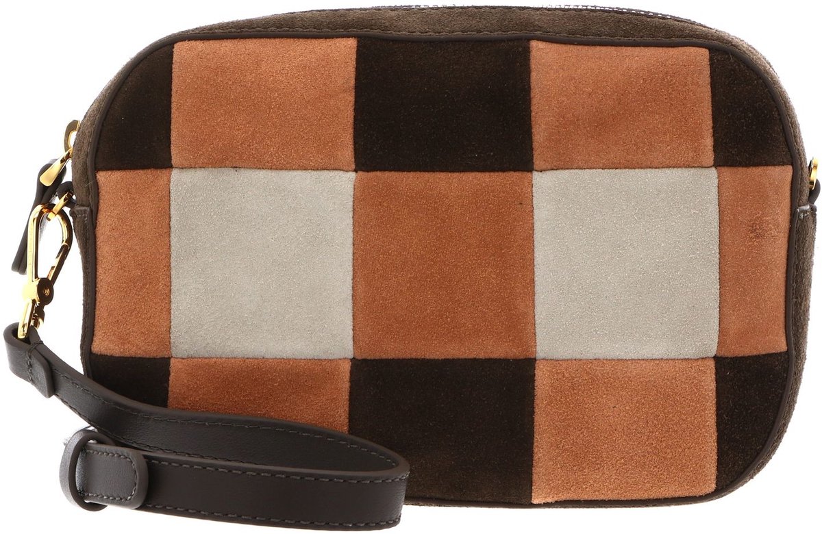 COCCINELLE Leren schoudertas Tebe Vichy Patch Mini Bag Mul. Robin / Fango donkergroen