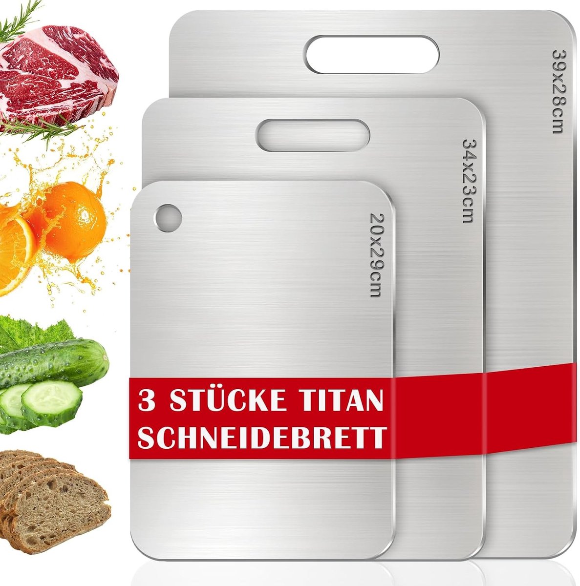 Snijplanken Set - Roestvrij Staal - 20x29 cm - Multifunctionele Keuken Snijplanken voor Vlees, Groenten en Outdoor Gebruik
