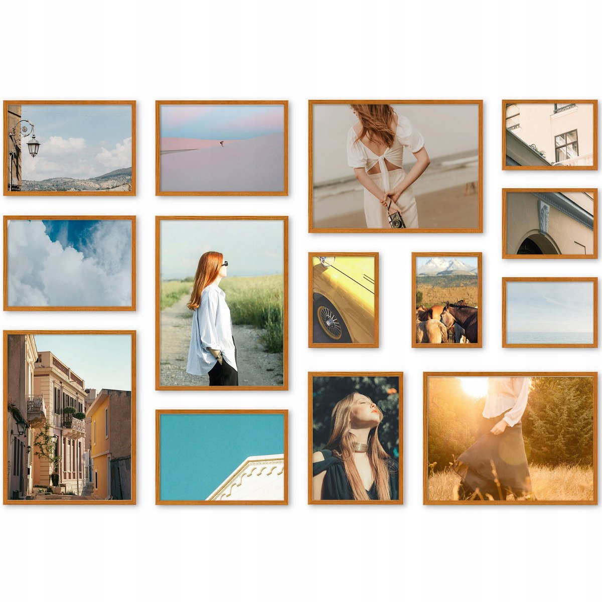 14-delige Galerij Wanddecoratie Set met Houten Fotolijsten