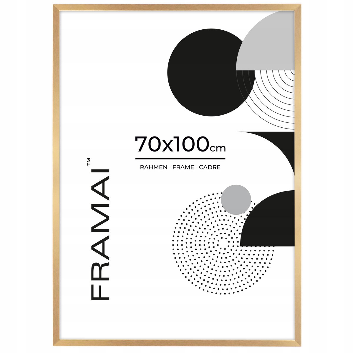 Gouden HEN Fotolijst 70x100 cm - Mat MDF, Plexiglas