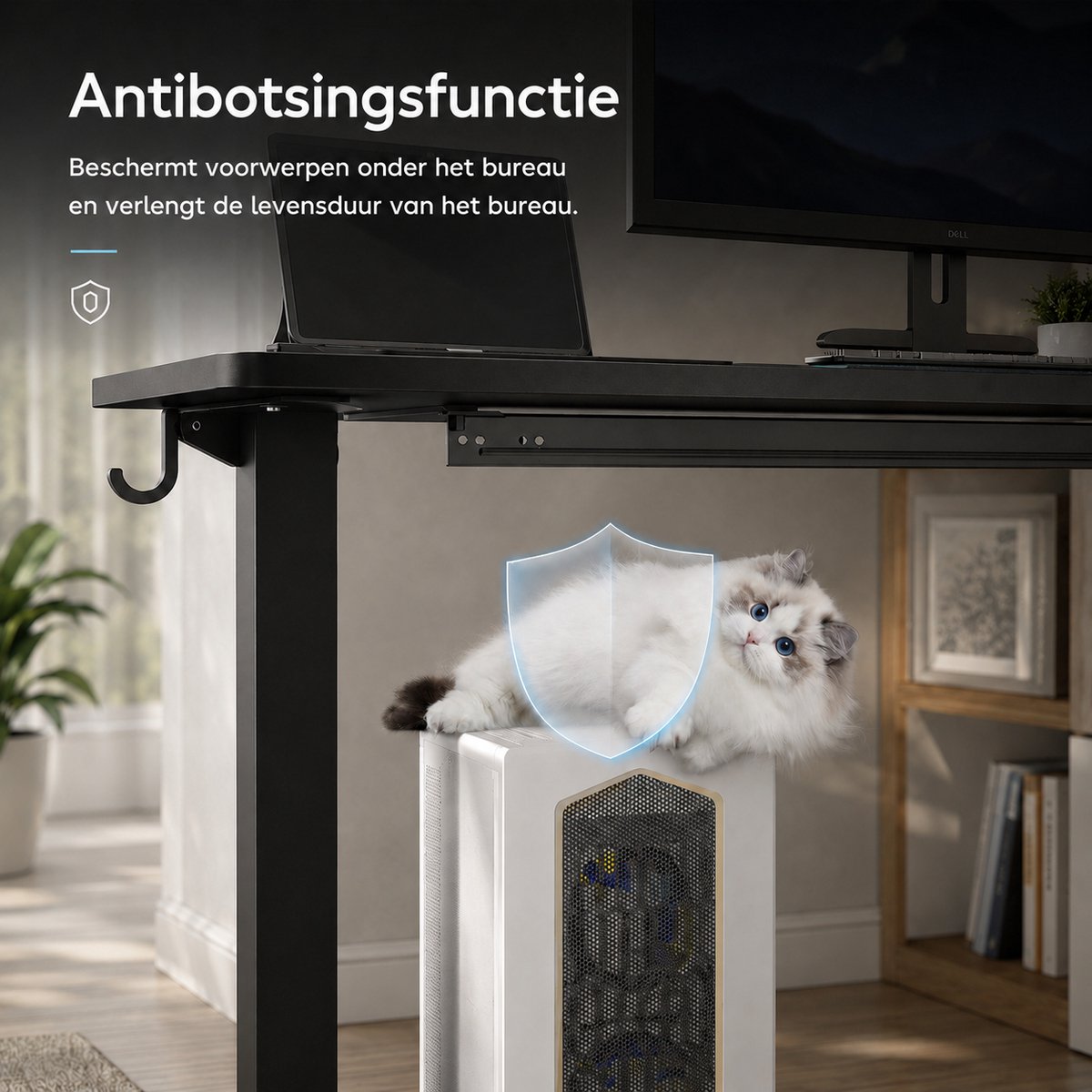 HOMAVO Elektrisch Verstelbaar Bureau 80×160cm- Zit-Sta Bureau met Geheugenfunctie - Anti-Botsingssysteem - Stil Elektrisch Liftsysteem - Hoogte 70-117 cm - Draagvermogen 70 kg thumbnail 2