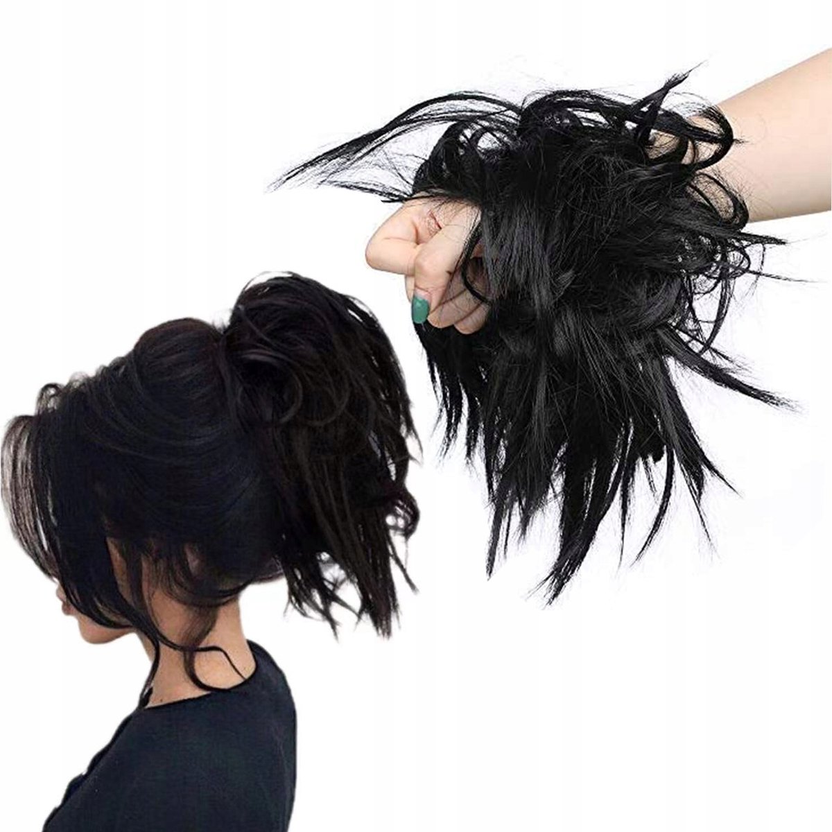 Merkloos Dikke Messy Bun Haarstuk op Elastiek - Zwart
