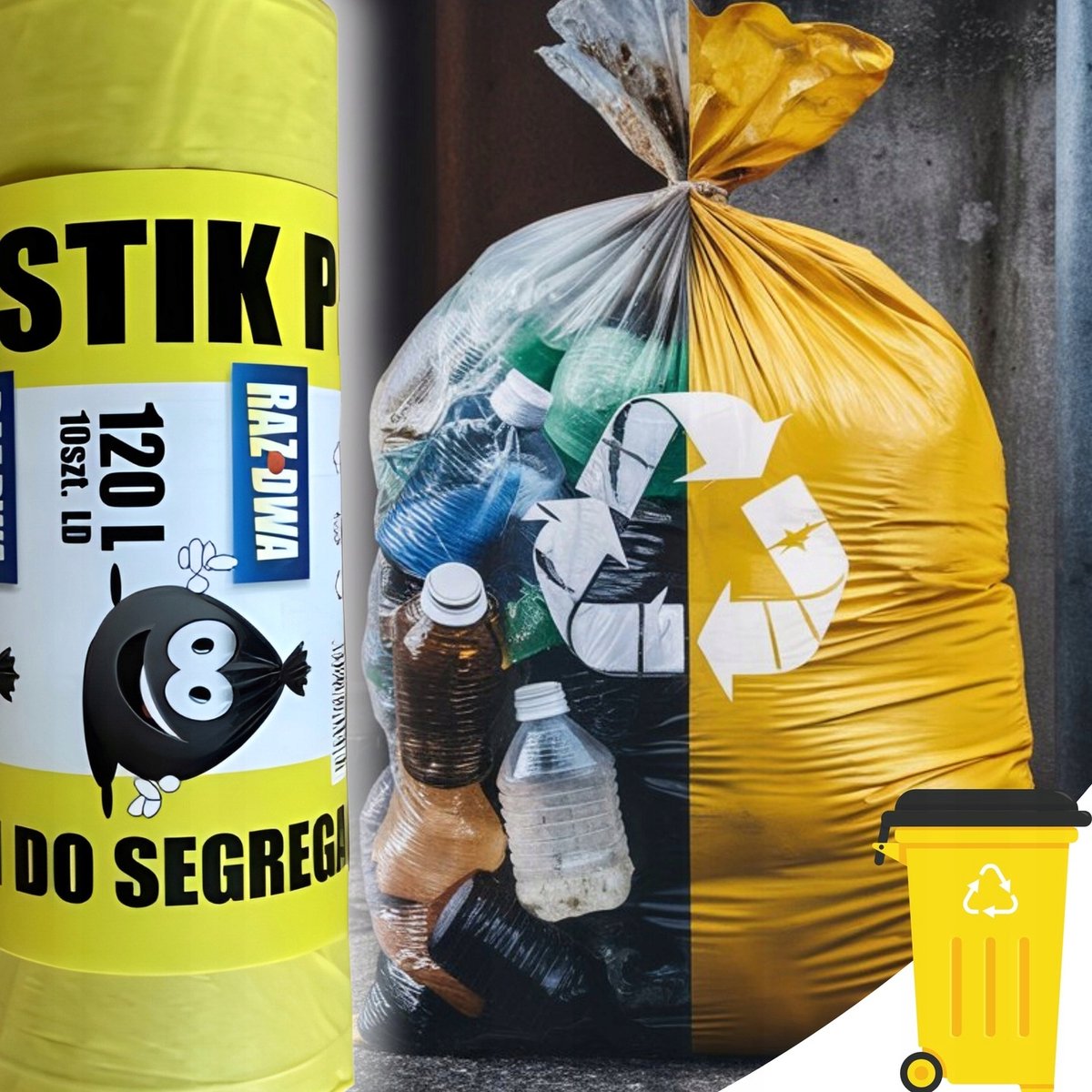 Afvalzakken 120L voor Plastic & Metaal - 10 stuks - Stevig LDPE