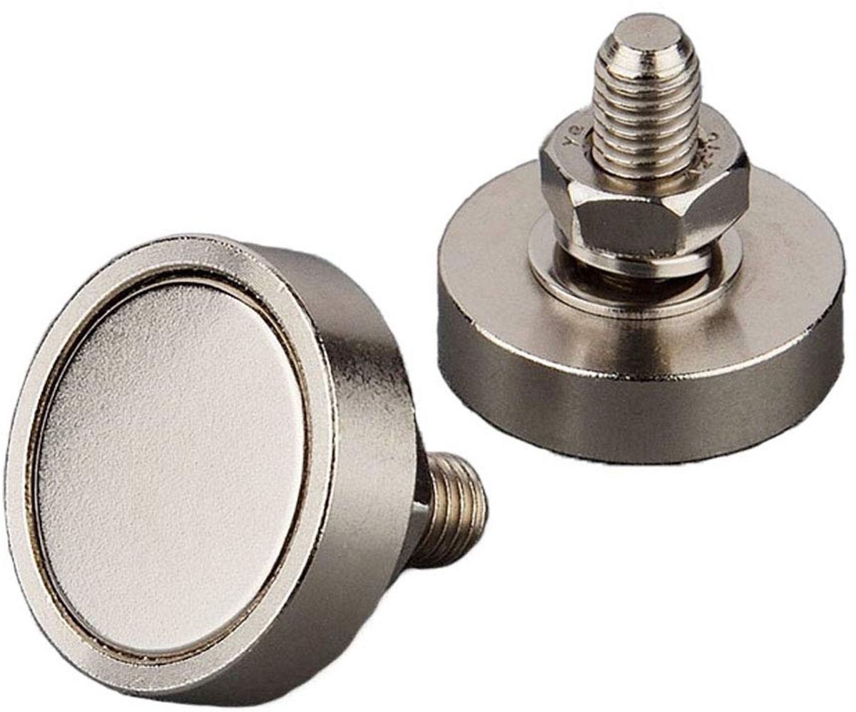 MUTUACTOR 2 pieces round neodymium magnets, super strong, with M8 thread bolts and vertical magnetic force 45 kg... (2 - ShopVlot