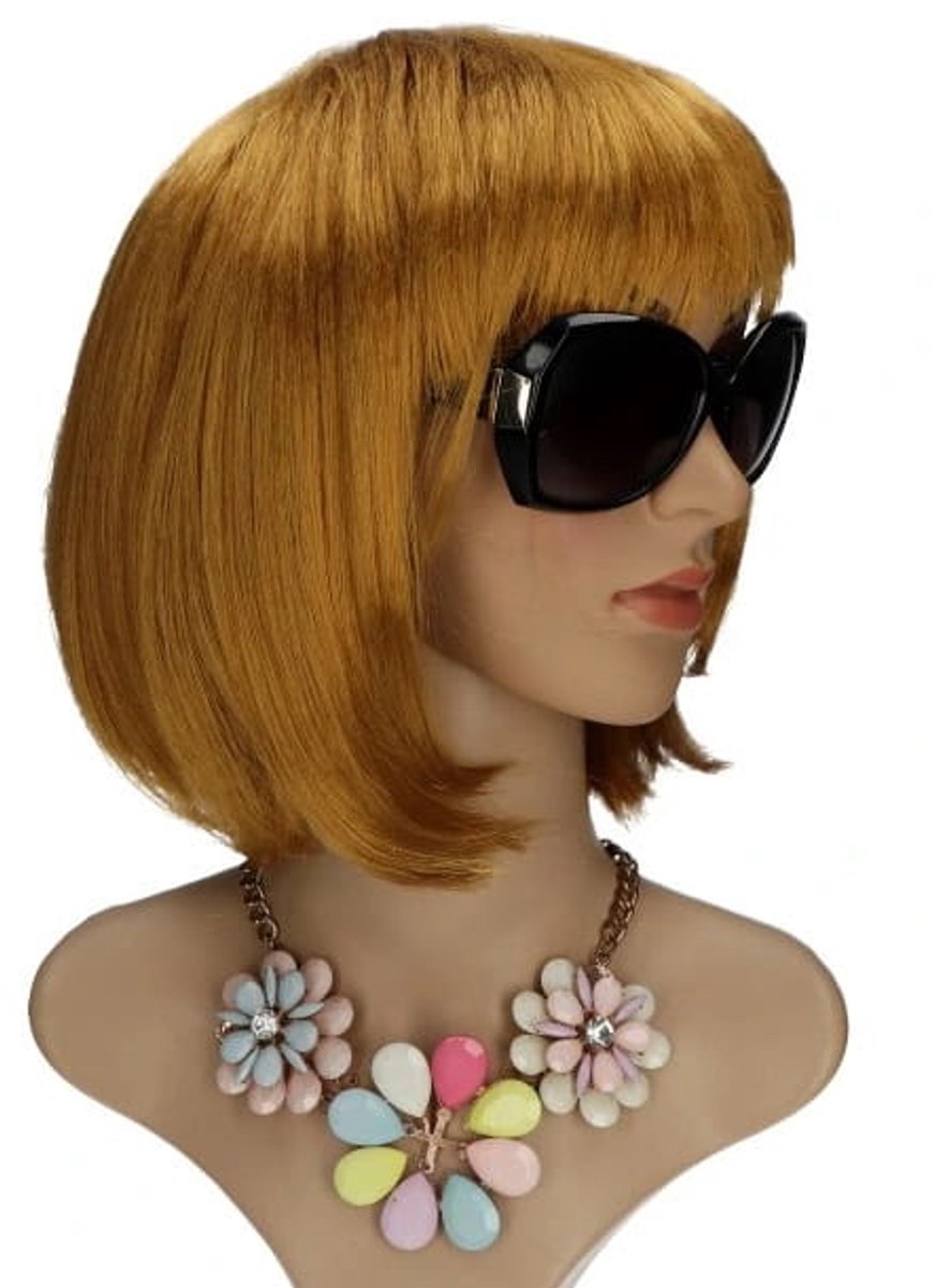 Gouden Showgirl Pruik Kort - Glamoureuze feestaccessoire