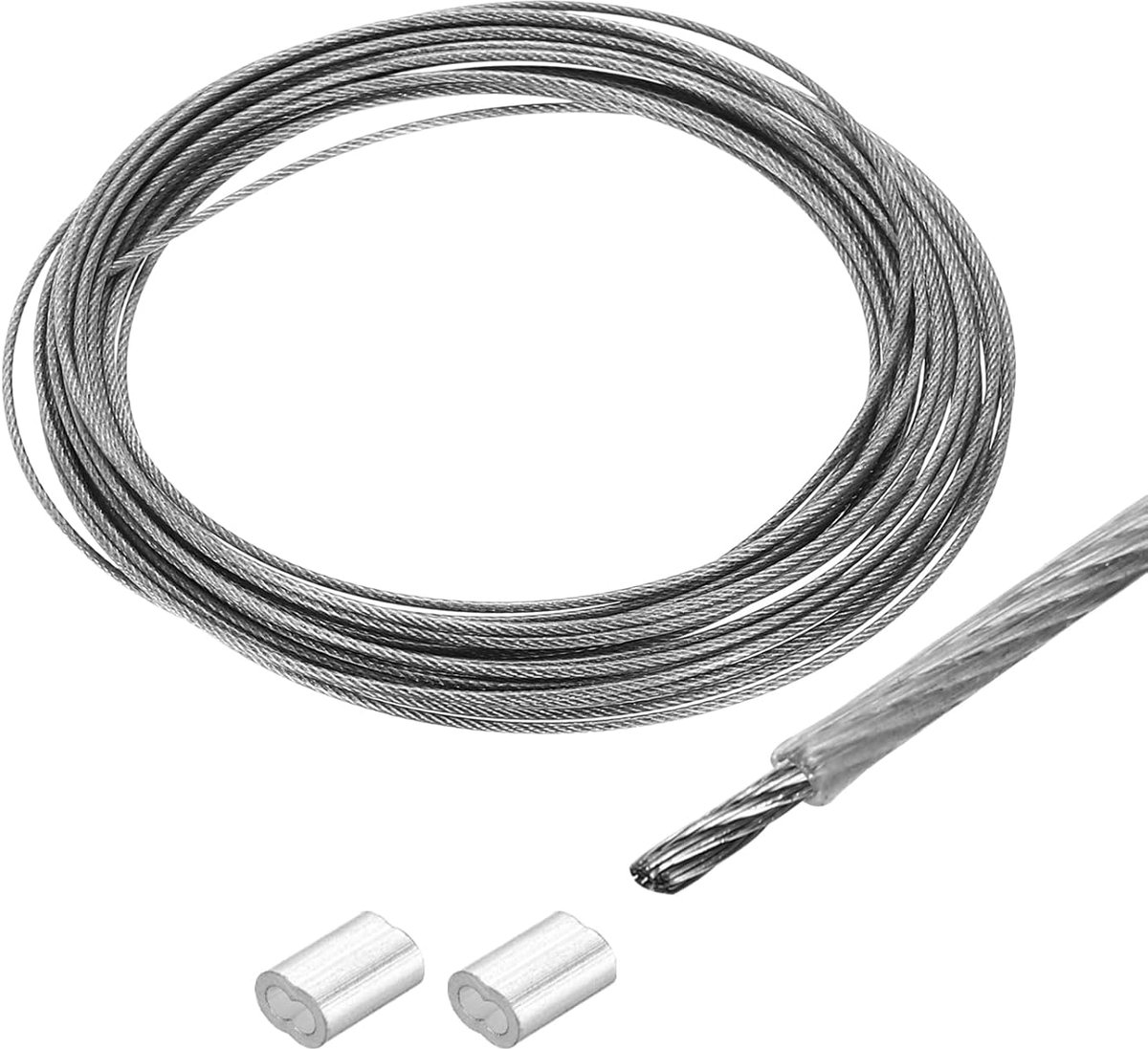 Staalkabel 5 m - 304 roestvrij staal - 1 mm vinylcoating - ideaal voor waslijnen - ShopVlot