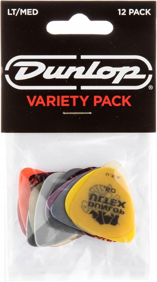 Set met 12 gitaarplectrums - Diverse diktes - Jim Dunlop Kwaliteit