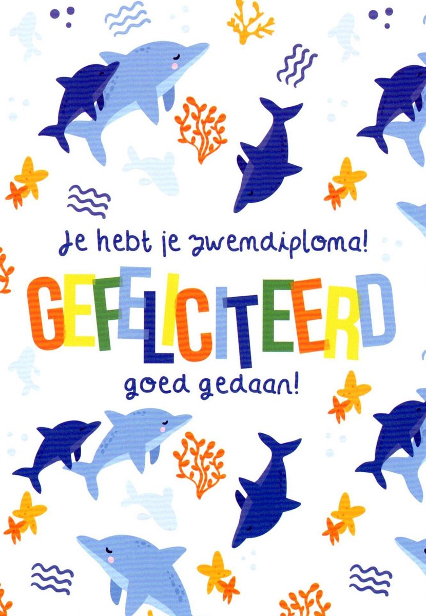 Zwemdiploma kaart | Wenskaart | 10 stuks | Je hebt je zwemdiploma! Gefeliciteerd, goed gedaan!