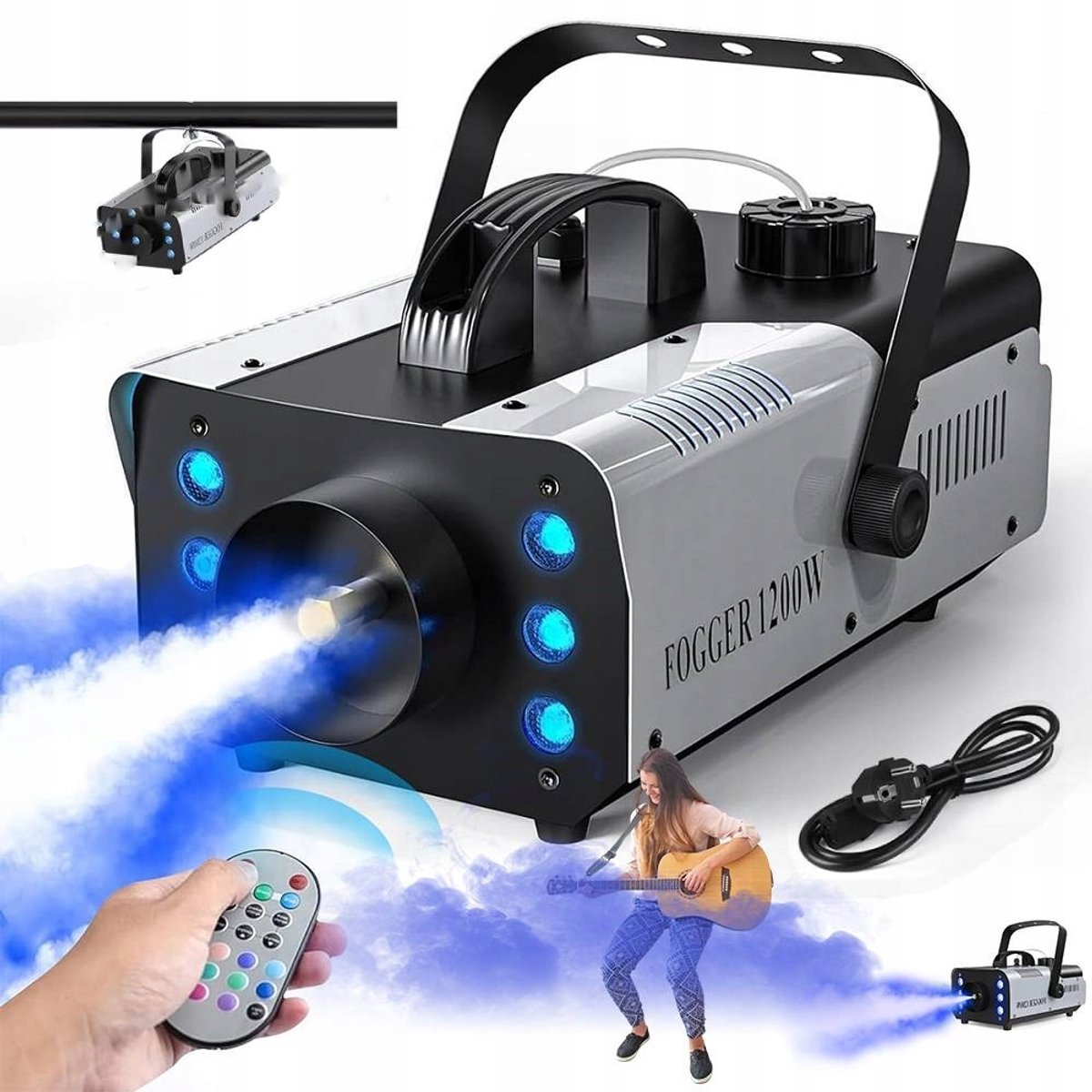 Multifunctionele Rookmachine - Rookmachine - Met Draadloze Afstandsbediening - 6 RGB Verlichting - 60 Sec Continu - 1200W - 1L Capaciteit – 160m³/min - Voor Bruiloft & Feest & Podium & DJ