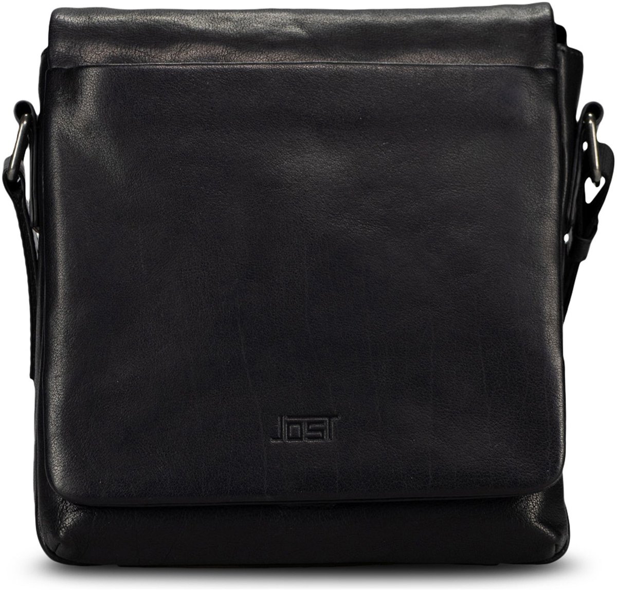 JOST Leren schoudertas Glasgow Shoulder Bag Black zwart