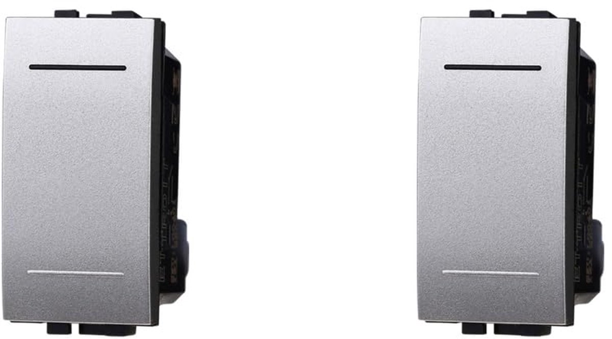 Drukknop 16A Enkelpolig - Grijs - Compatibel met Bticino Living Light - Ideaal voor deurbel en timer - ShopVlot