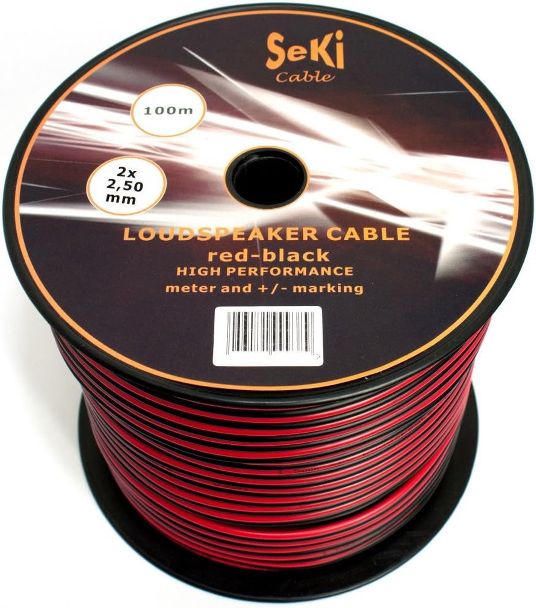 Speakerkabel 2x2,5mm² - rood-zwart - CCA - ideaal voor audio-installaties - ShopVlot