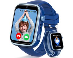 FOSMET 4G Smartwatch Kinderen - KidsWatch - Kinder Smartwatch - GPS Horloge Kind - SOS Knop - Tweeweg-gesprekken - GPS Horloge Kind - Kinderhorloge met Simkaart - Videobellen - Geschikt voor 4-12 Jaar - Jongen - Blauw