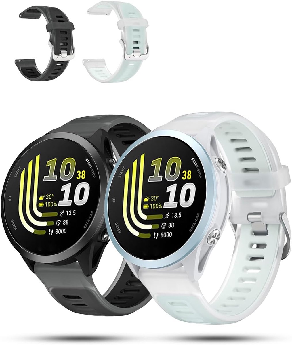 2 verpakkingen, horlogeband voor Garmin Forerunner 170/70, siliconen waterdichte reserveband, krasbestendig, robuust - ShopVlot