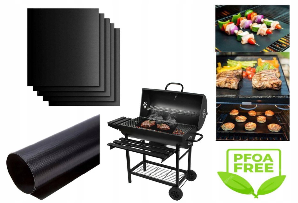 4x Grillmat Teflon Glasvezel 40x33 cm PFOA-vrij