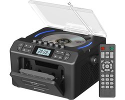 Retekess TR642 Draagbare Radio CD Speler - met Bluetooth en DAB - Stereo FM Radio en AUX – Werkt ook op batterijen - Draadloze Verbinding - Boombox Stereo Radio - Voor Thuisvermaak - Zwart - Met Afstandsbediening