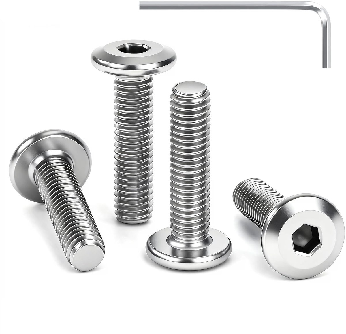 25pcs Flat Head Hollow Hex Head Screws M6 x 35mm Stainless Steel A2 Full Thread with Allen Key for DIY Furniture - ShopVlot