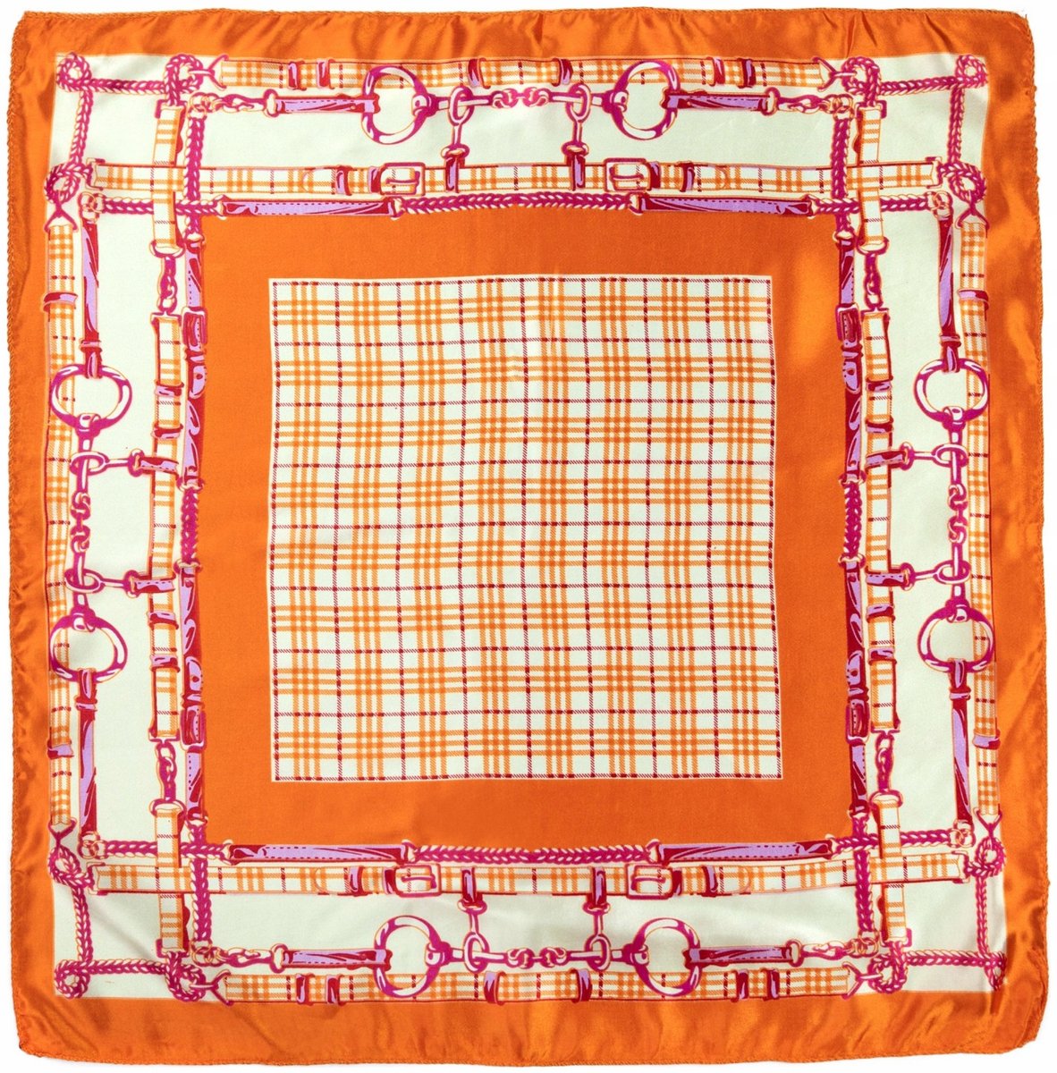 Zijdeachtige Sjaal met Kettingprint - Oranje