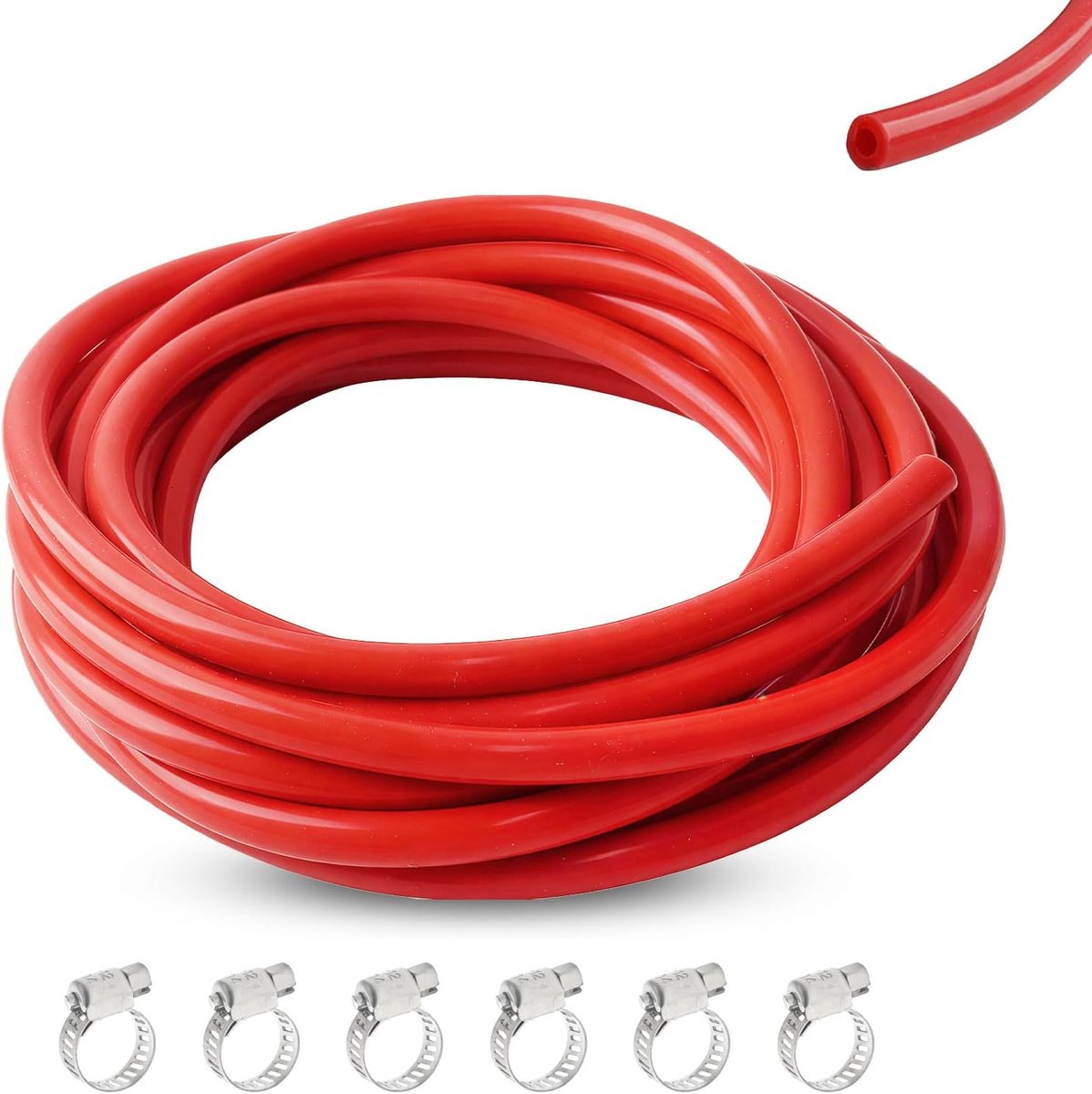 Vacuumslang 6m - Siliconen met 5mm Binnen- en 10mm Buitendiameter - Hittebestendig en Flexibel - Inclusief 6 Klemmen - ShopVlot