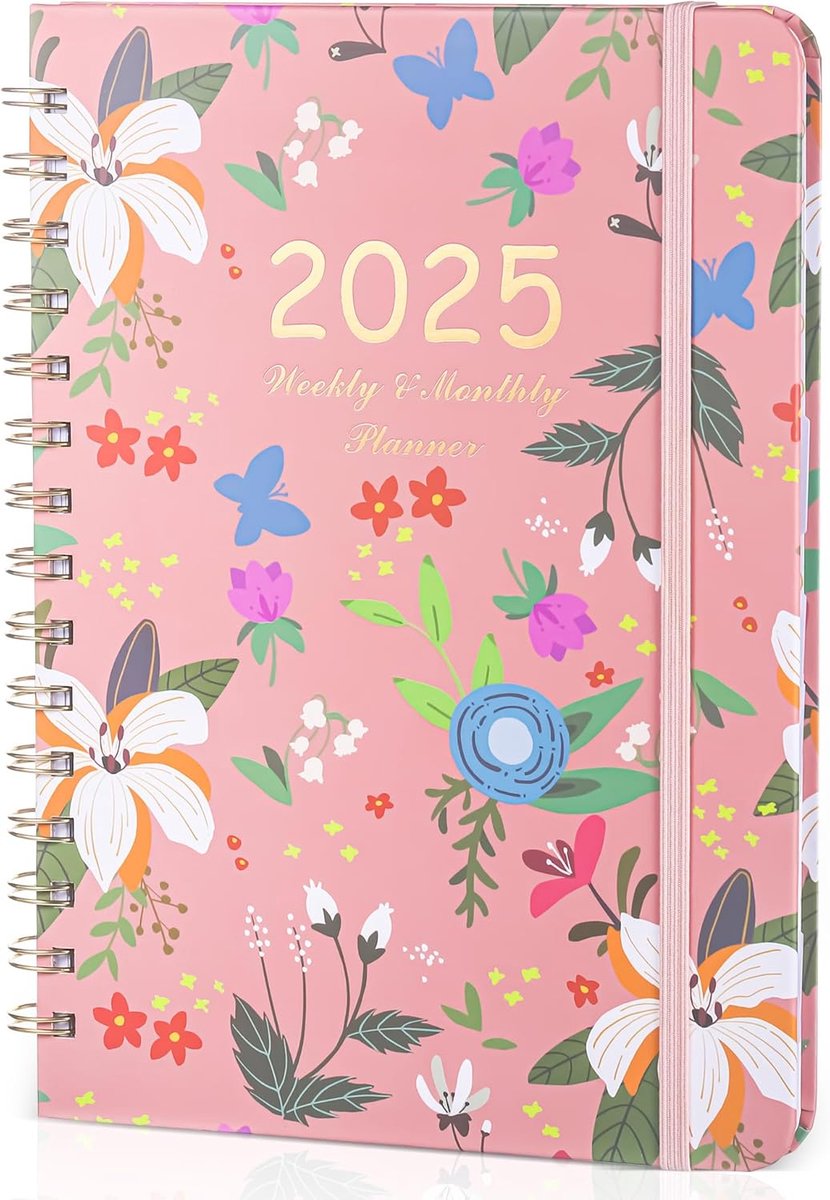 Agenda 2025 A5 - Ringband - Roze - Perfect voor wekelijkse en maandelijkse planning - ShopVlot